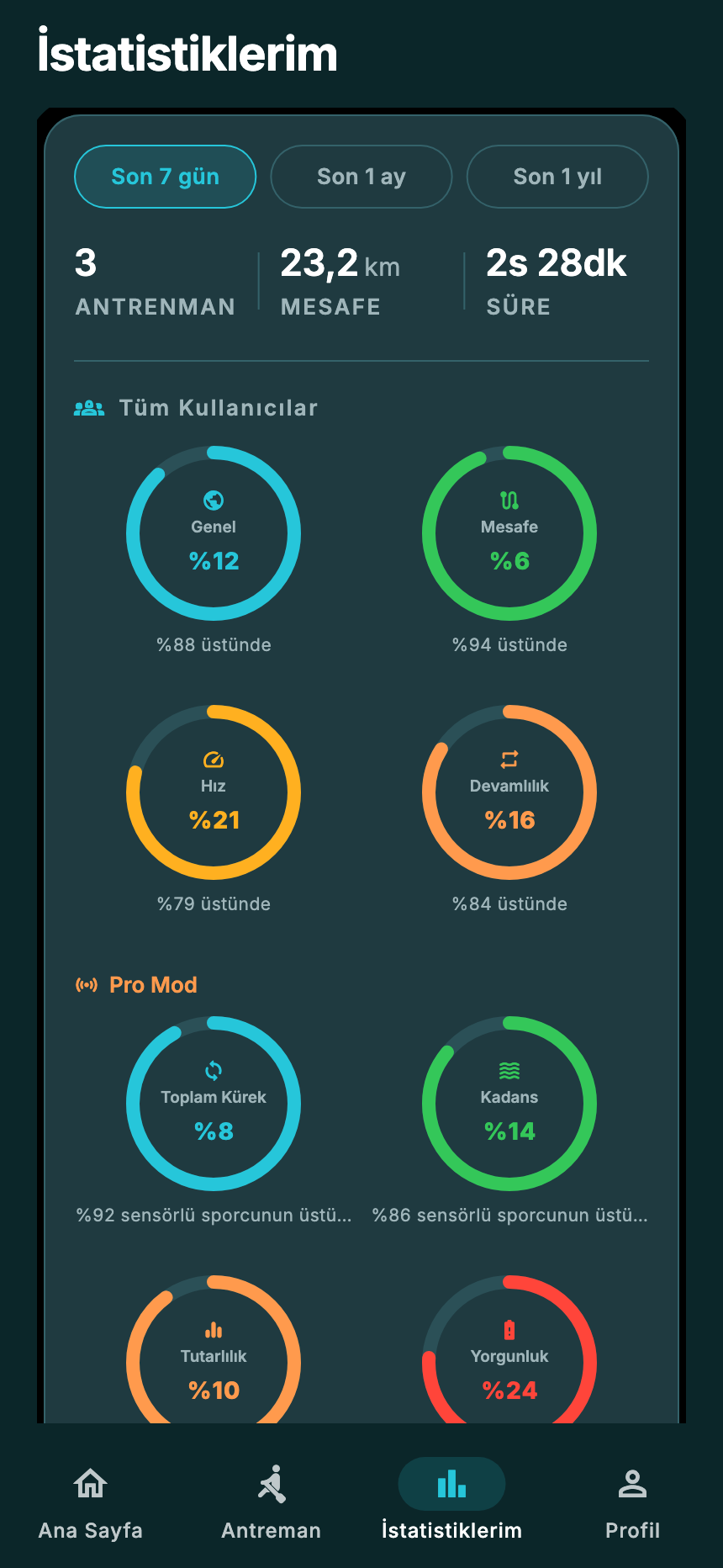 Paddle Sensor istatistik ekranı