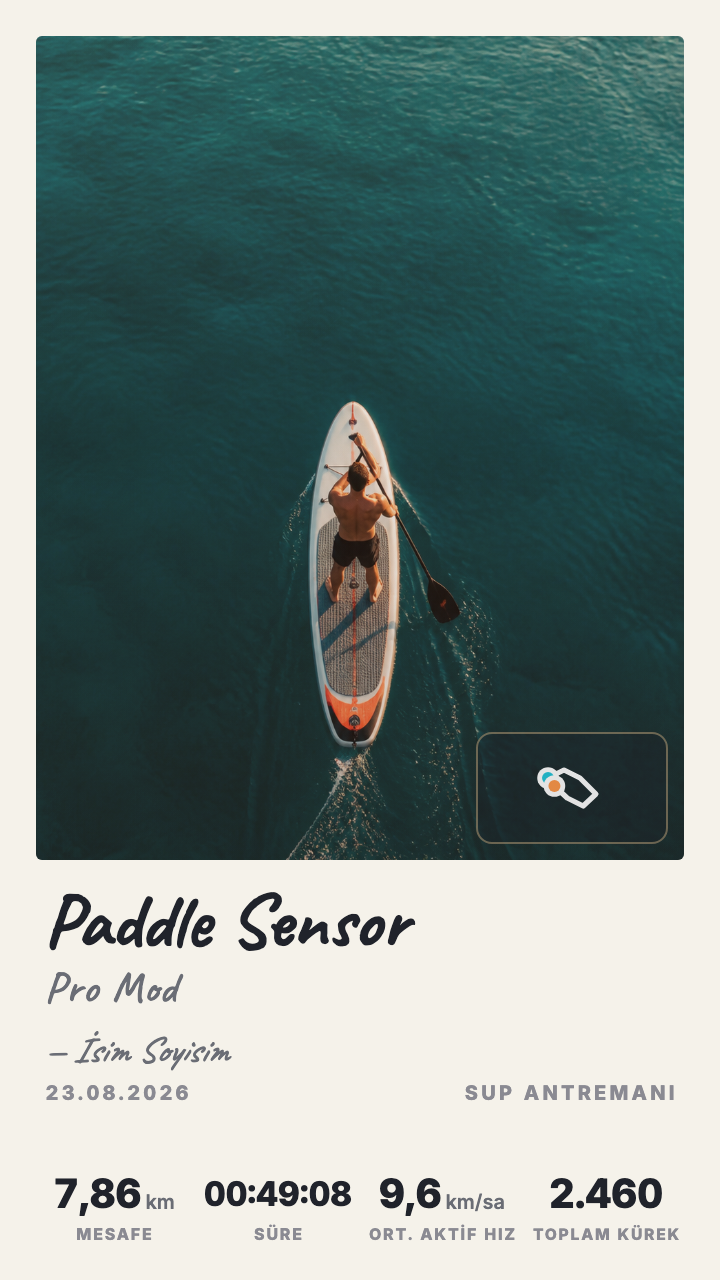 SUP görselli Polaroid Pro Mod paylaşım kartı